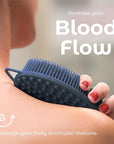 MainBasics Silicone Body Scrubber – Dual-Sided Shower Scrubber with Massage Nodes, Silicone Loofah Alternative for Deep Clean (Dark Blue, Massage)