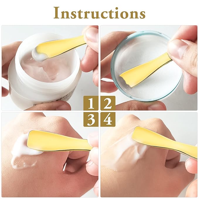 Sibba 3 Pieces Facial Massage Spatula Sticks Mini Skincare Tiny Spoons Face Eye Cream Lotion Makeup Applicator Tools Brush Set Reusable Skin Care Beauty Cosmetic Tool