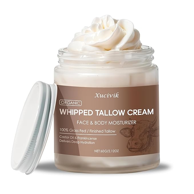 Grass-Fed Beef Tallow Face Moisturizer with Frankincense Oil & Castor Oil,Ultra-Hydrating Non-Greasy Formula,Organic Tallow Balm for Skin Hydration, Anti-Aging, and Sensitive Skin Care ,2.72oz