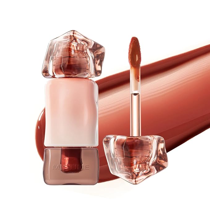 Mistine Lip Gloss Thai latte Long Lasting Lip Glaze Non-sticky Lip Tint Gloss with 1% Peptide Glossy Finish L04 Mango Sherbet 0.1 fl oz 1 Count