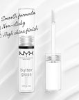 NYX PROFESSIONAL MAKEUP Butter Gloss, Non-Sticky Lip Gloss - Sugar Glass ,Clear