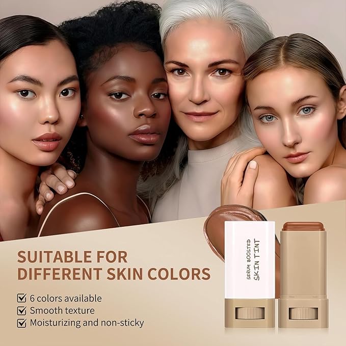 Beauty Balm Serum Boosted Skin Tint, Lightweight Solid Tinted Hydrating Serum Foundation Contour Stick for Women, Sheer to Medium Coverage, Radiant & Dewy Finish for Face Makeup (#01)