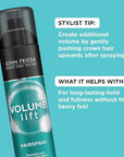 John Frieda Volume Lift Hairspray, Volumizing Hairspray with Air-Silk Technology for Fine or Flat Hair, Adds Body, Long-Lasting Hold, and Fullness for Fine, Thin Hair, 10 Oz