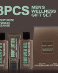Sandalwood Men's Bath & Body Set - Shower Gel, Body Lotion, Shampoo - Self Care Gifts for Men