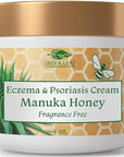 Green Leaf Naturals Manuka Honey Eczema Cream Moisturizing Lotion Fragrance Free for Psoriasis Relief - Itchy, Dry Skin Ointment - Skin Soothing Moisturizer - Body & Face Cream - Kids & Adults 4oz