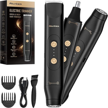 All in 1 Groin & Body Hair Trimmer for Men Bikini Trimmer Women Electric Ball Pubic Shaver IPX7 Waterproof Wet & Dry Use Versatile Shaver for Temple Groin Nose Ear Hairs Beard, Black