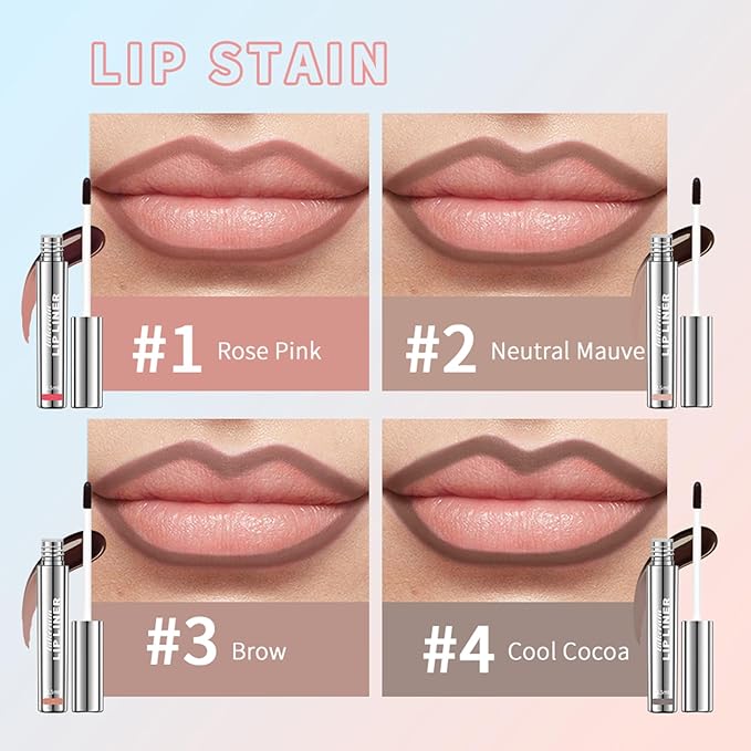 Peel Off Lip Liner Stain - Long-Lasting, Smudge-Proof, Waterproof Nude Matte Lip Tint, Non-Fading Peel Off Lip Color, Effortless Precision & Full Coverage, Vegan & Cruelty-Free, #2 Neutral Mauve