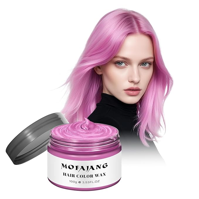 Temporary Hair Color Wax 4.23 oz-Instant Hairstyle Cream Hair Pomades Hairstyle Wax for Party Cosplay Easy Cleaning (1, Pink)