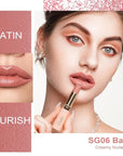 Oulac Pink Lipsticks for Women, Coral Nude Matte Lipstick, Full Coverage Lip Color, Satin Matte Finish, Cream Texture, Hydrating, Infused with Hyaluronic Acid, Vegan & Clean Beauty 4g SG06 Babe