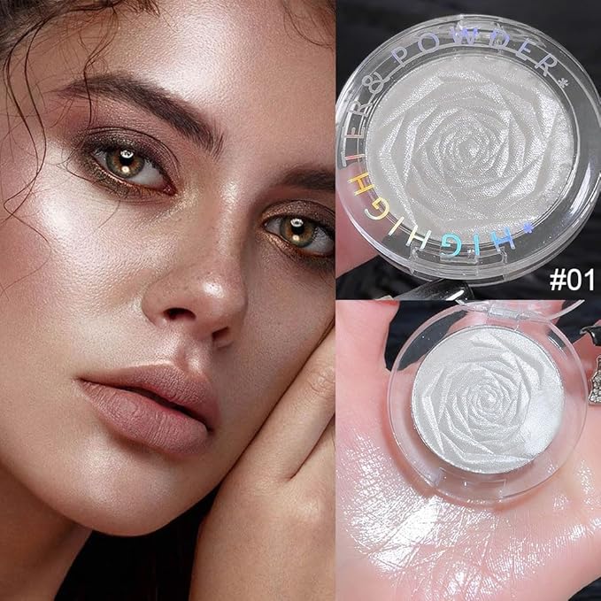 evpct Pearl White Silver Face Highlighter Makeup, White