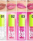 4 Colors Fat Lip Oil Set, Big Brush Head Hydrating Lip Glow Oil Lip Plumper Gloss, Shiny Transparent Lip Gloss Tinted Plumping Lip Oils, Non-sticky Long Lasting Fresh Clear Smooth Lip Care - A