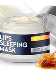 Lip Mask Overnight with Hyaluronic Acid & Collagen, Lip Sleeping Mask for Dry Cracked Lips, Moisturizing, Hydrating, Exfoliating Night Treatment for Lip Care (Peach) (0.7, Honey)
