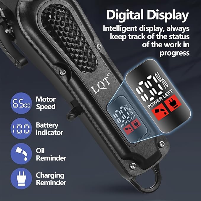 LQT® Men's Professional Hair Clippers Kit，Cordless & Corded Barber Clippers Set，Grooming Rechargeable Beard Trimmer with Adjustable Blade