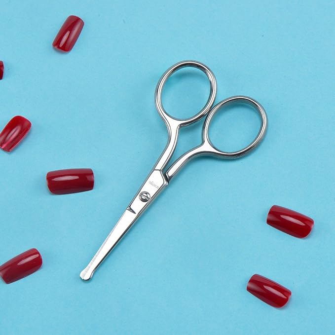 LIVINGO Premium Manicure Rounded Tip Scissors Multi-purpose Stainless Steel Cuticle Pedicure Beauty Grooming Kit for Nail, Eyebrow, Eyelash, Dry Skin, Nose Hair 3.5 inch