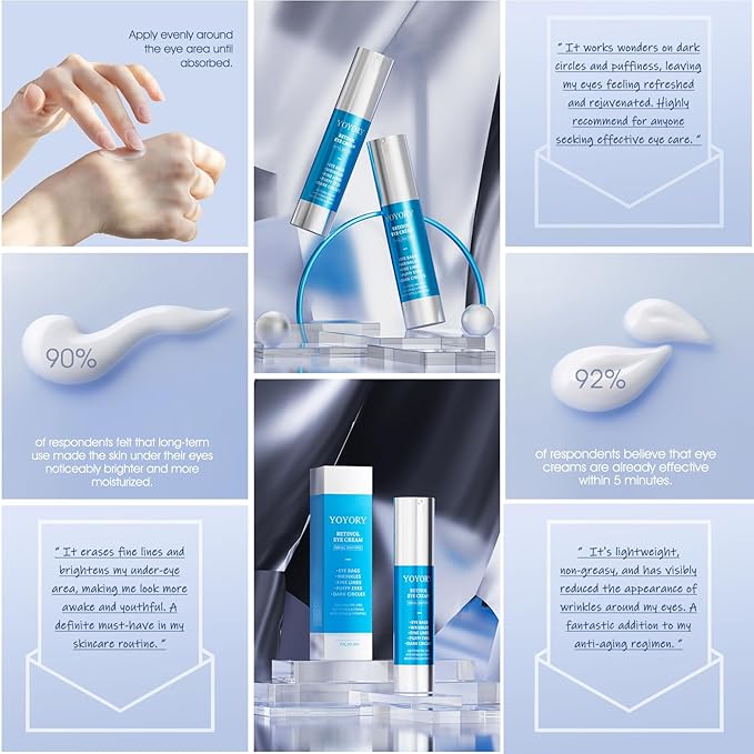 Retinol Under Eye Cream - Anti Aging Eye Cream Reduces Eye bags,Dark Circles, Fade Wrinkles, Fine Lines, and puffiness Smoothing Skin Care Treatment for Women and Men, 20ML(Blue)