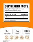 BulkSupplements.com L-Carnitine Powder - Carnitine Supplement, L Carnitine 1000mg, Carnitine Powder - Amino Acid Supplement, Gluten Free, 1g per Serving, 5kg (11 lbs) (Pack of 5)