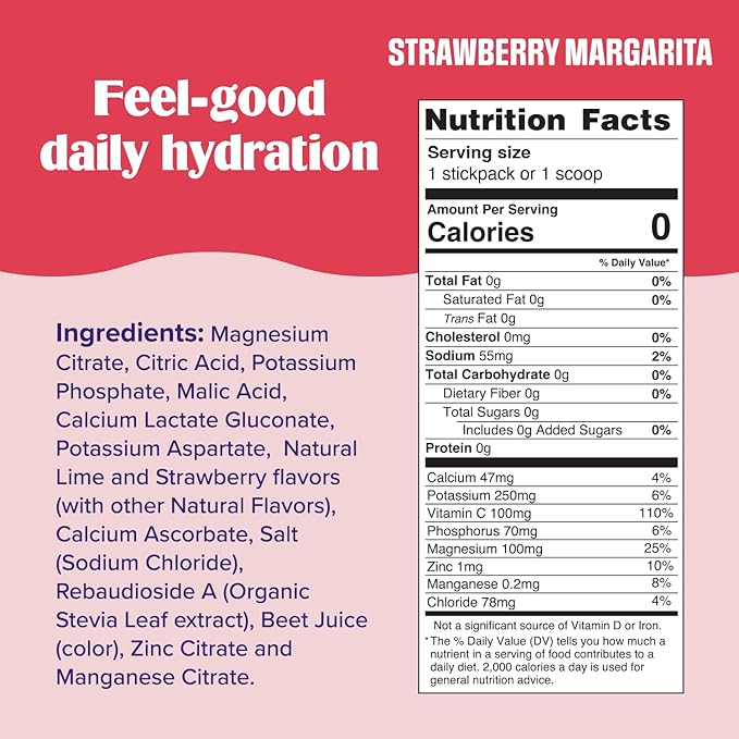 Ultima Replenisher Mocktini Electrolyte Drink Mix – Strawberry Margarita, 90 Servings – Hydration Powder with 6 Electrolytes & Trace Minerals – Keto Friendly, Non-GMO & Sugar-Free Electrolyte Powder