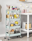 TOOLF 4-Tier Metal Rolling Cart with Wheels, Storage Utility Organizer Cart for Kitchen, Bathroom, Office, Baby Essentials & Makeup - Lockable Casters, Easy Assembly, Large Capacity, Green
