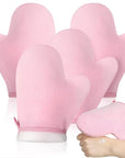 SATINIOR 4 Packs Self Tanning Mitt Applicators Double Sided Sunless Tanning Mittens Reusable Applicator Mittens Tanner Gloves with Thumb(Pink)