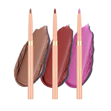 Oulac Waterproof Lipliner Pencil Set - Smooth and Creamy, Retractable Lip Makeup for Precision Application, Vegan & Cruelty-Free, L02+L06+L09