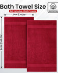 Infinitee Xclusives Luxury 100% Ring-Spun Cotton Bath Towels Set of 4 (27x54 inches) – Soft, Absorbent & Quick-Drying Towels for Bathroom, Gym, Spa & Hotel Use (Burgundy, Bath Towels)