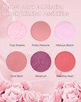 Matte Face Blush Palette with Brush-6 Colors Pink Purple Silky Mineral Blendable Blusher Contour Powder for Cheeks,Longlasting Facial Beauty Cosmetic,Mother's Day Makeup Gift for Women Girl-Set 01