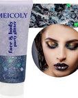 MEICOLY Black Glitter, Professional Body Paint, Mermaid Sequins Eye Glitter for Halloween Cosplay SFX Makeup, Chunky Face Gel for Women and Kids, 50ml