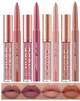 LANGMANNI 4pcs Matte Lipstick with Lipliners Durable Makeup Set,Long-Lasting Non-Stick Cup Not Fade Waterproof Pigmented Velvet Lipgloss Kit Beauty Cosmetics Makeup Gift for Girls(#1+2+8+11)