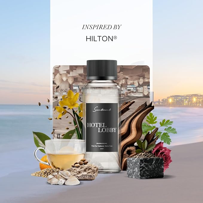 Scentiment Diffuser Oil - Hotel Lobby | Aromatherapy Fragrance Inspired by 5-Star Hotels | Luxurious Scent with Notes of White Tea, Bergamot, Orange Blossom, Amber & Marine (50ml)