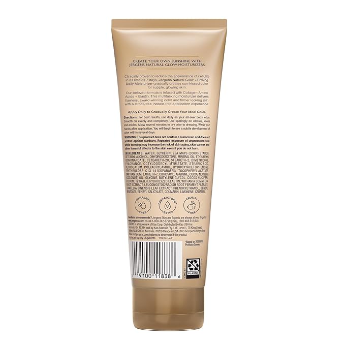 Jergens Natural Glow + Firming Daily Moisturizer Medium to Tan Skin Tones 7.5oz