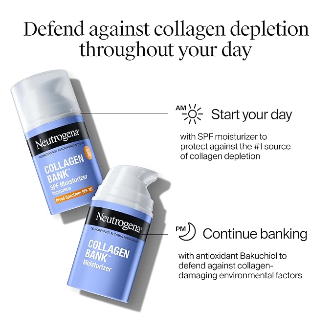 Neutrogena Collagen Bank Face Moisturizer with SPF 30 Sunscreen, Daily Anti-Aging Face & Neck Collagen Cream with Micro-Peptide & SPF to Support & Defend Skin’s Natural Collagen, 2.7 fl oz
