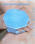 iTokGoK® Silver-Infused 2-in-1 Silicone Body Scrubber, Double-Sided Design Body Brush Body Scrubber Exfoliating Body Brushes for Sensitive Skin for Showering, Silicone Loofah - Sky Blue