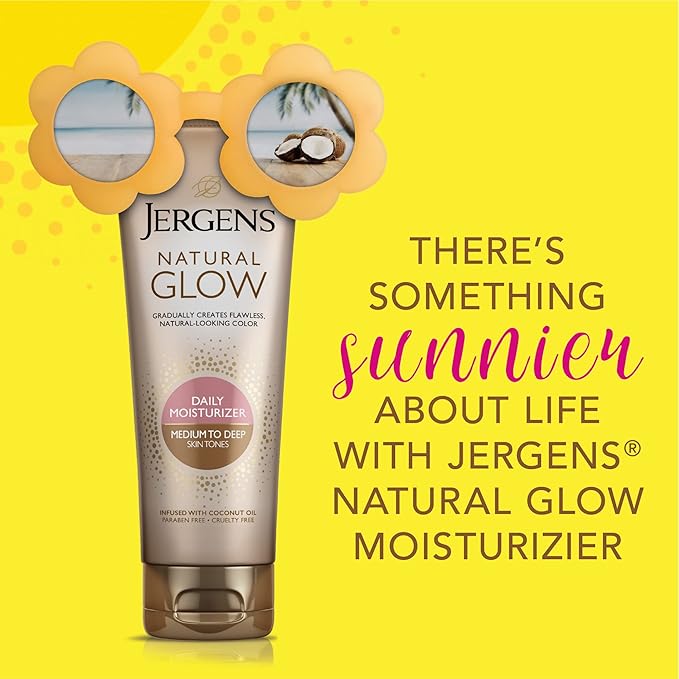 Jergens Natural Lotion, Medium to Deep Skin Tone, Daily Moisturizer with Antioxidants & Vitamin E, 7.5 oz