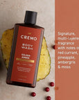 Cremo Rich-Lathering Golden Amber Body Wash for Men, Notes of Red Currant, Pineapple, Ambergris and Moss, 16 Fl Oz