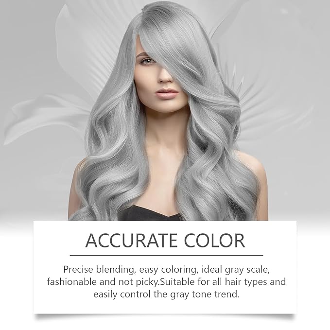 2-in-1 Natural Essence Extract Silver Hair Dye, Caremey No Bleaching SilverGrey & Smoke Grey Hair (2pcs)