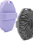 2-Pack Silicone Body Scrubber Shower Brushes,Exfoliating Body Scrubber for All Skin Type, Eco Friendly Shower Scrubber for Body, Silicone Body Brush for Showering (Gray & Purple)