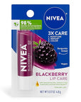 NIVEA Blackberry Lip Care, Tinted Lip Balm with Shea Butter, Nourishing Oils and Vitamin C & E, 3-in-1 Moisture, Repair (for Dry Lips) and Color, 0.17 Oz Stick