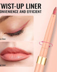 Oulac Waterproof Lipliner Pencil - Smooth and Creamy, Retractable Lip Makeup for Precision Application, Vegan & Cruelty-Free, LL04 Sunlit Peach