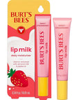 Burt’s Bees Lip Milk, Daily Lip Moisturizer, Sweet Strawberry, Vitamin Enriched Moisturizing Lip Balm with Almond Milk and Jojoba Oil, Hydrating for Softer Lips, 1 Tube, 0.34 Fl Oz