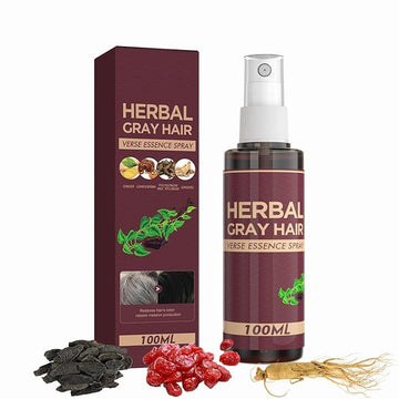 Herbal Gray Hair Spray, Gray Hair Verse Hair Darkening Conditioner Spray, Reverse Grey Hair Coloring Essence for 4 Weeks Gradual Results, 100ML