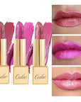 Oulac Metallic Pink Lipstick Set 3PCS High Impact Lipcolor with Moisturizing Formula, Vegan Beauty, Full-Coverage Lip Color, Christmas Gifts for Women, 4.3g X 3PCS