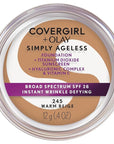 COVERGIRL Simply Ageless Instant Wrinkle Defying Foundation, SPF 28, Hyaluronic Complex & Vitamin C - 245 Warm Beige, Pack of 1