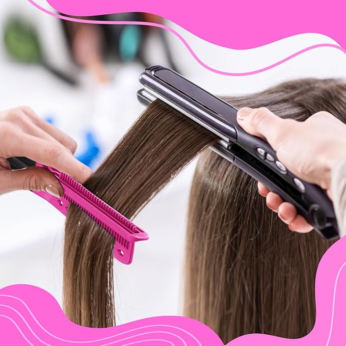 Chengu Hair Brush, Boar Bristles Clamp Double Sided Brush & V Shaped Styling Hair Comb, Straightening Knotty Unkempt Hair (Rose Red, Pink)