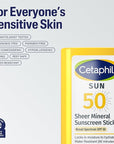 Cetaphil Sheer Mineral Sunscreen Stick for Face & Body, 0.5oz, 100% UVA/UVB Mineral Sunscreen: Zinc Oxide & Titanium Dioxide, Broad Spectrum SPF 50, For Sensitive Skin