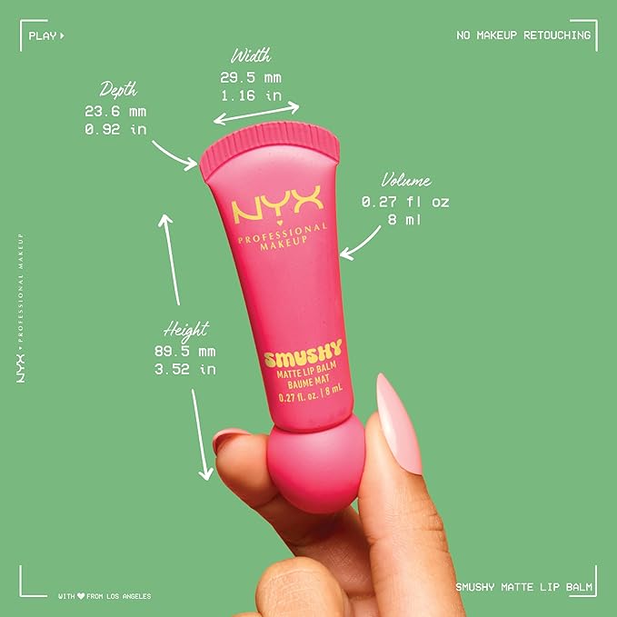 NYX PROFESSIONAL MAKEUP Smushy Matte Lip Balm, Tinted Lip Moisturizer with Soft, Matte Finish - She's Serving (Fuchsia)