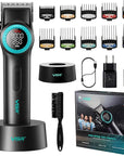 VGR Hair Clippers for Men Professional, T-Blade Trimmer Cordless Clippers and Trimmers Set, Electric Foil Shaver for Men with Double Foil, Rechargeable 3 Piece Men's Hair Cutting Kit, LED Display