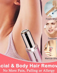 Facial Hair Removal for Women, Mini Hair Remover, Electric Razor Shaver Portable Bikini Epilator for Lips, Chin, Armpit, Peach Fuzz, Fingers, Neck, Cheek and USB Rechargeable (Pink)