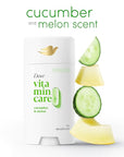 Dove VitaminCare+ Aluminum Free Deodorant Stick Cucumber & Melon for 72H Odor Protection Breathable Deodorant for Women 2.6 oz