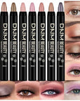 evpct 8Pcs Cream Eye Shadow Brightener Sticks Set for Eyes, Champagne Golden Rose Bronze Pink Waterlily Mauve Plum Smoky Amethyst Tawny Shimmer Matte Pencil Eye shadow Crayon Stick Palette Makeup 06