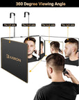 JUSRON 360 Viewing Angle Self Hair Cutting Mirror, Clear Anti-Fog HD Glass, USB Rechargeable, Easy to Use, Height Adjustable, Portable, Good Choice for Gifts